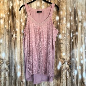 Suzanne Betro Pink Lace Tank Top